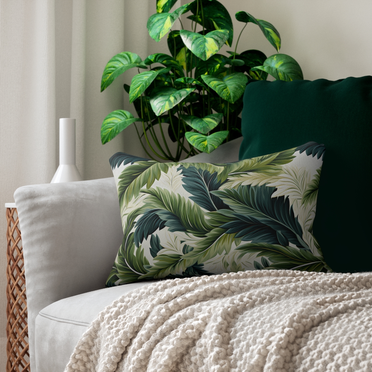 Island Green Ferns Lumbar Pillow - Spun Polyester - 20" x 14" - The Sq