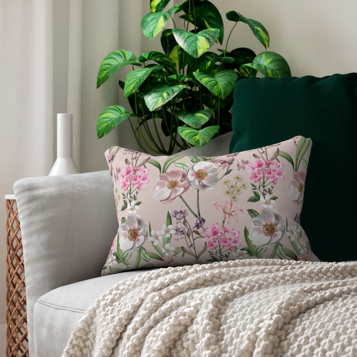 Springtime Bloom Bliss Lumbar Pillow - Spun Polyester - 20" x 14" - Th