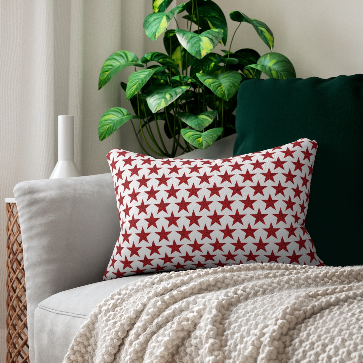 Star-Spangled Sparkle Lumbar Pillow - Spun Polyester - 20" x 14" - The