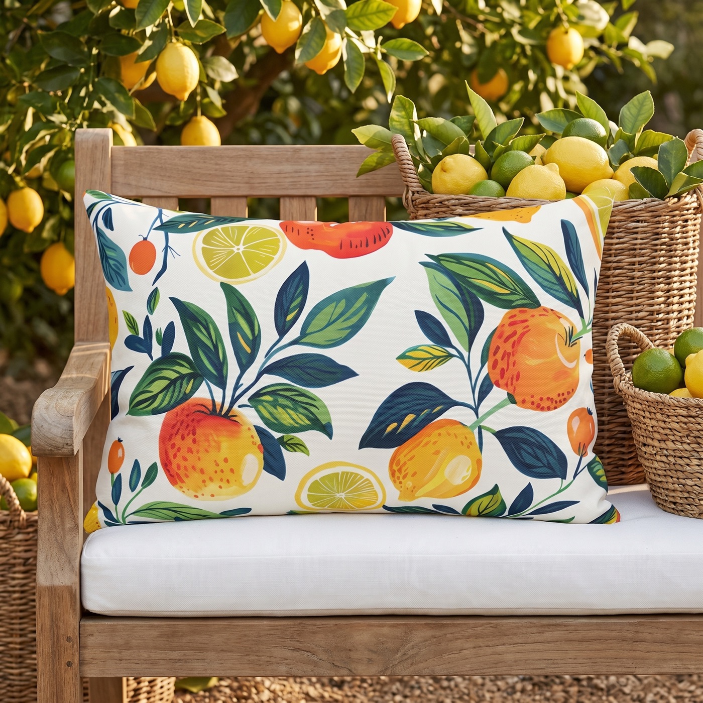 Citrus Breeze Outdoor Lumbar Pillow — Outdoor Lumbar Pillow