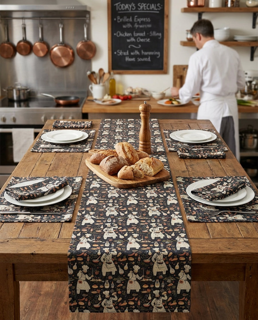 Chef's Delight Table Runner - Cotton Twill - Available in 2 sizes: 16"