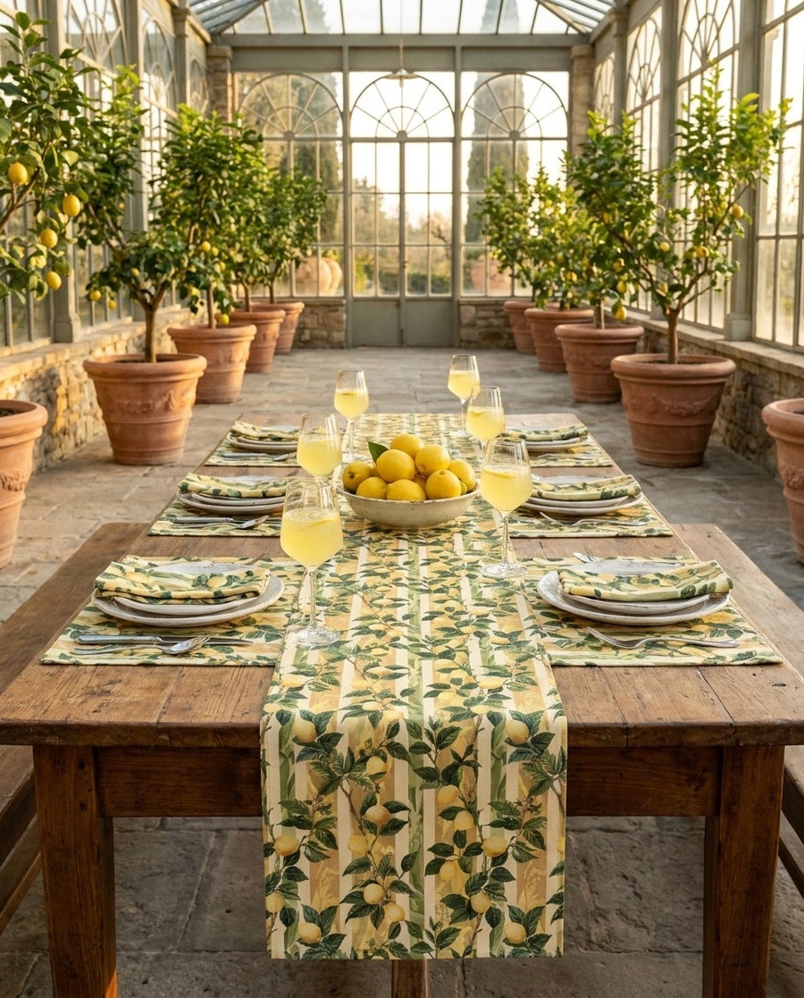Lemon Grove Elegance Table Runner - Cotton Twill - Available in 2 size