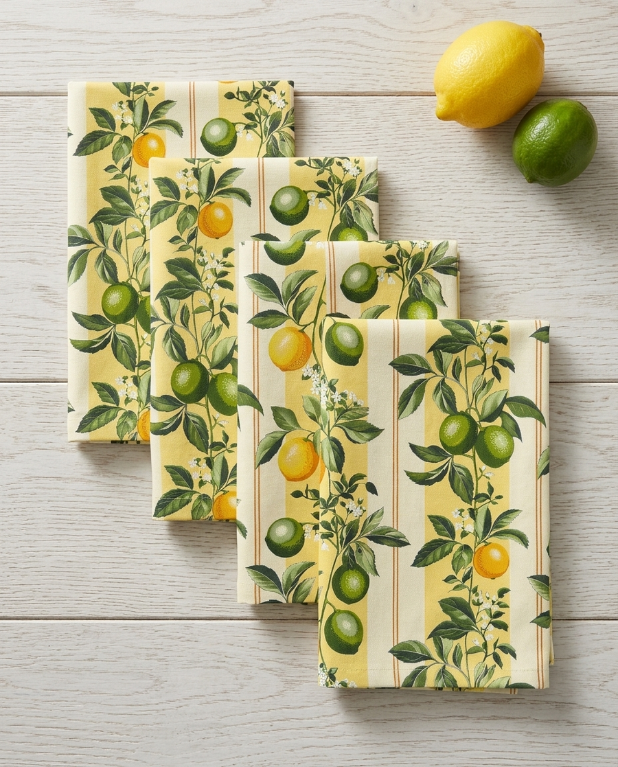 Lemony Lime Napkins - 100% Cotton Twill - Dinner & Cocktail Sizes - Sets of 4 or 8