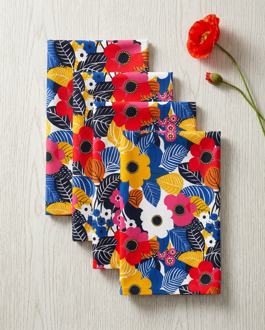 Blossom Burst Napkins - 100% Cotton Twill - Dinner & Cocktail Sizes - Sets of 4 or 8