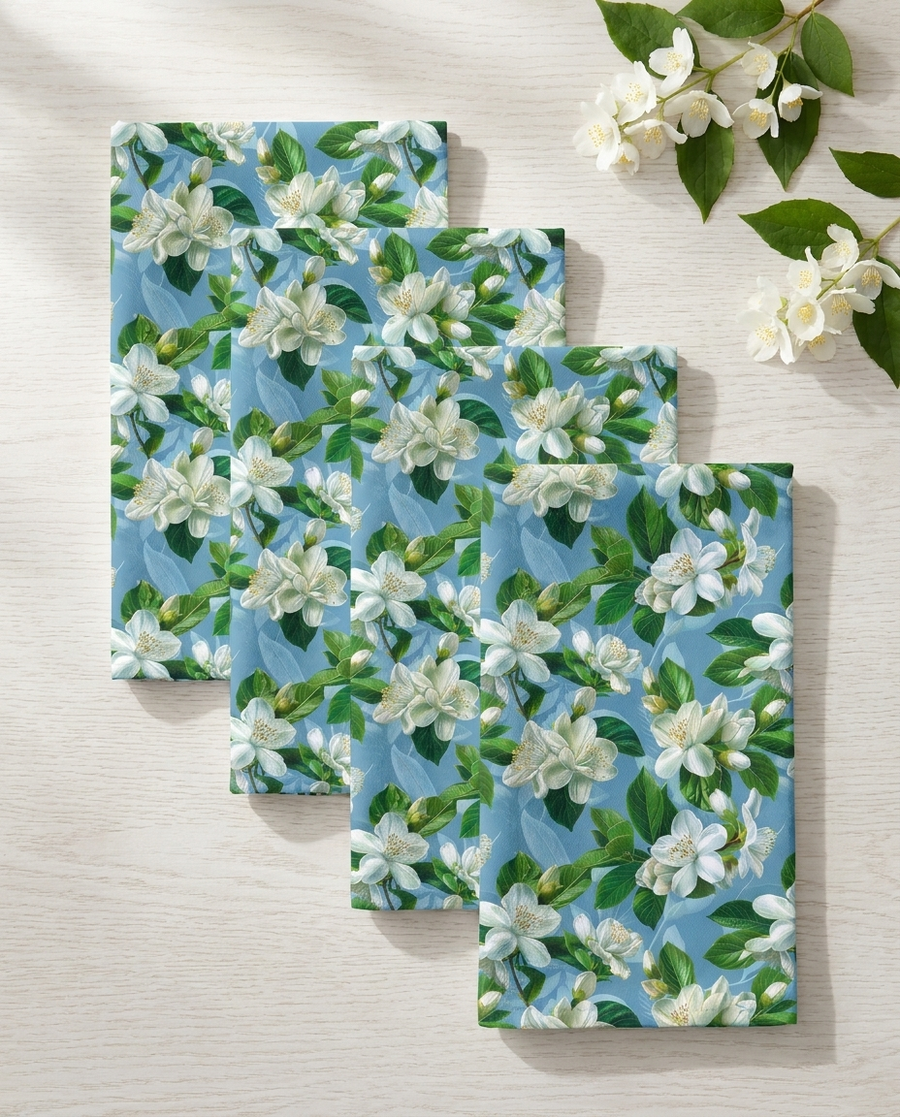 Jasmine Whisper Napkins - 100% Cotton Twill - Dinner & Cocktail Sizes - Sets of 4 or 8