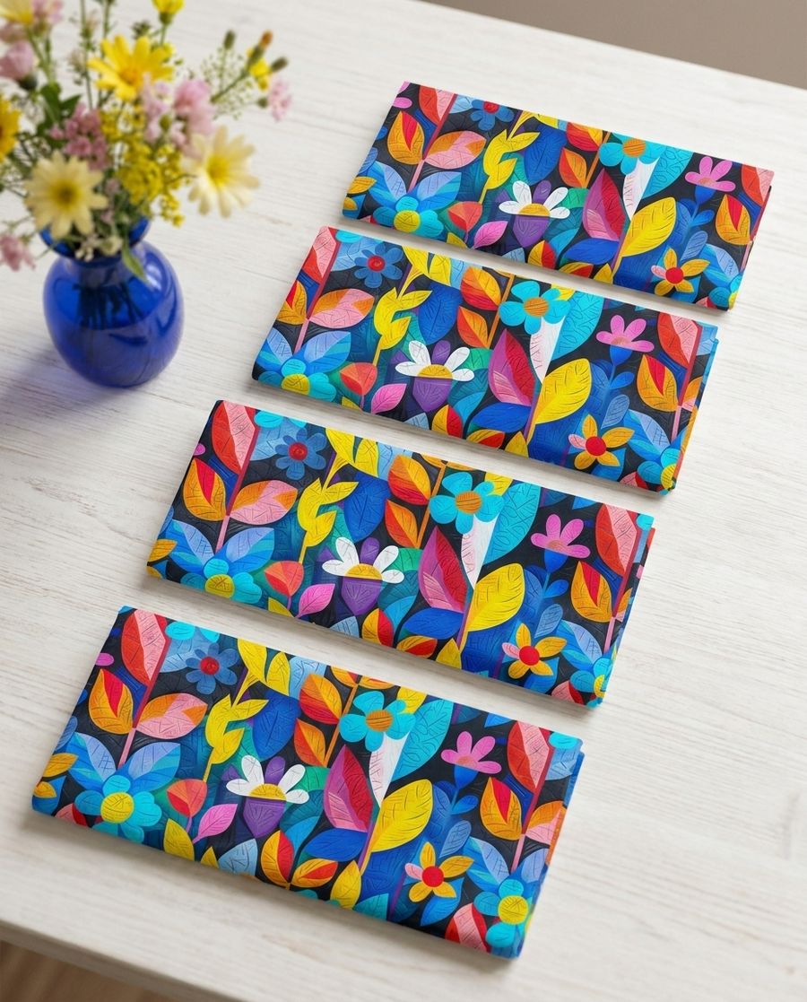 Rhapsody in Bloom Napkins - 100% Cotton Twill - Dinner & Cocktail Sizes - Sets of 4 or 8
