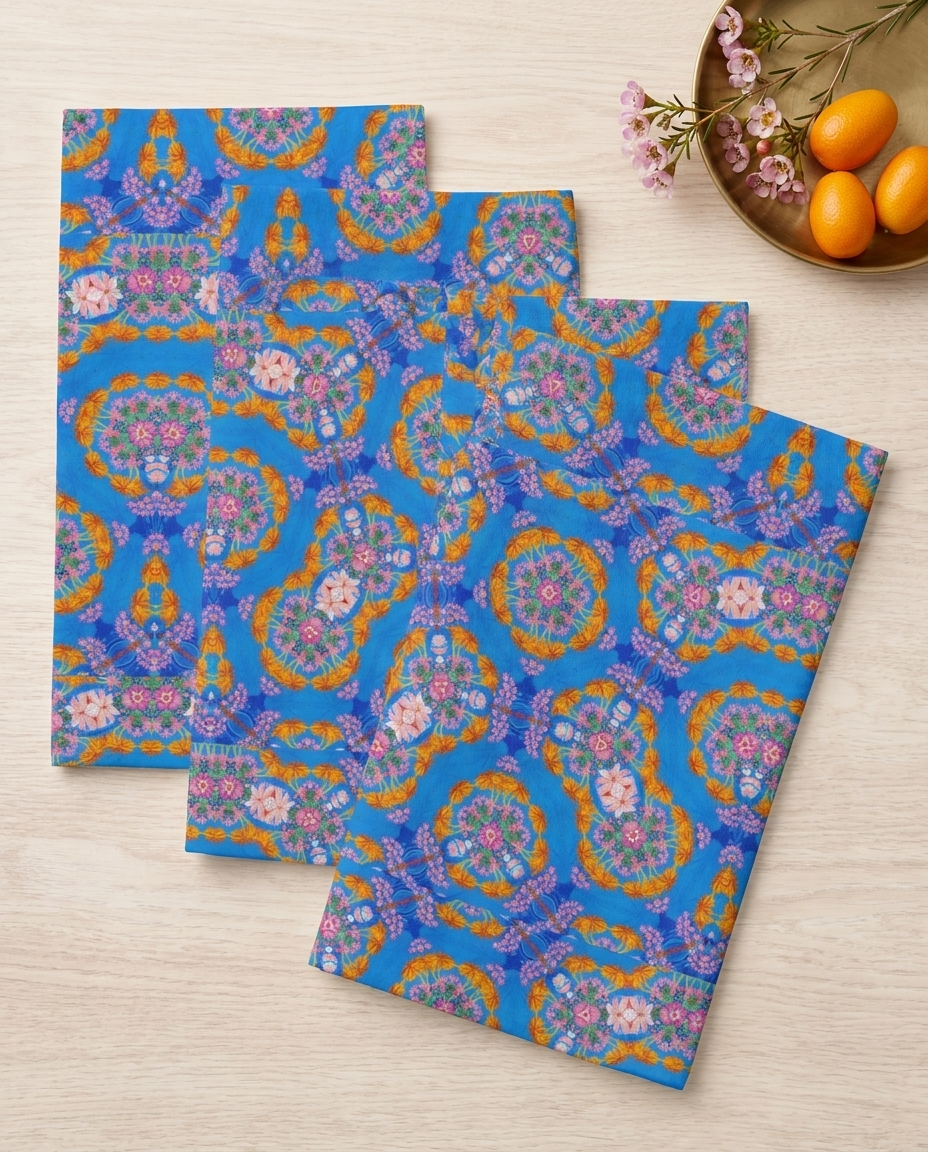 GeoPetals Napkins - 100% Cotton Twill - Dinner & Cocktail Sizes - Sets of 4 or 8