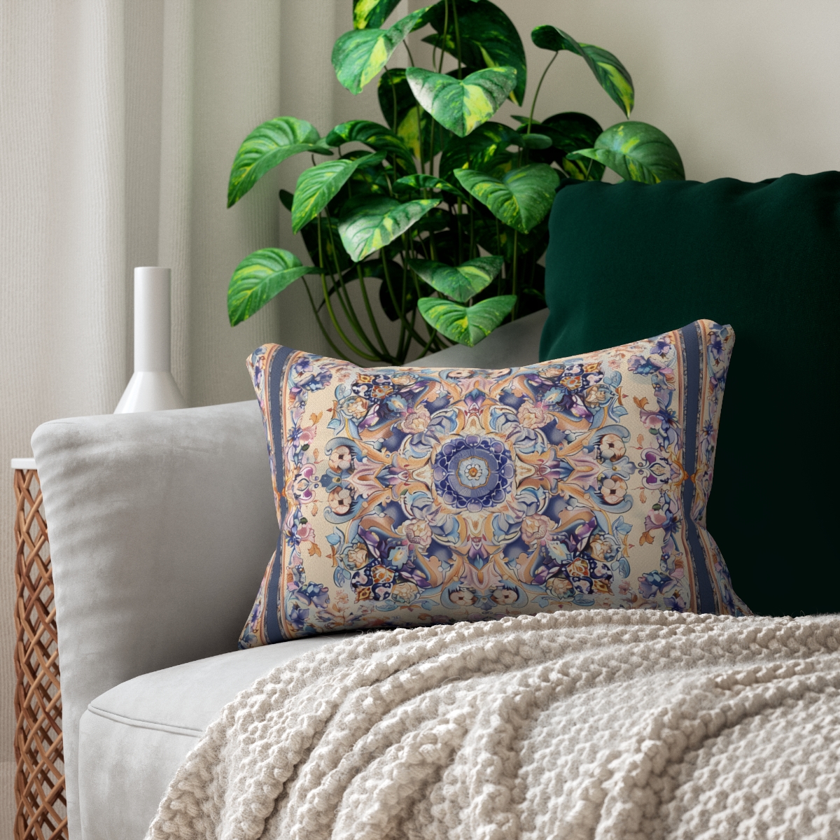 Lilac Moorish Dream Lumbar Pillow - Spun Polyester - Double-Sided Prin