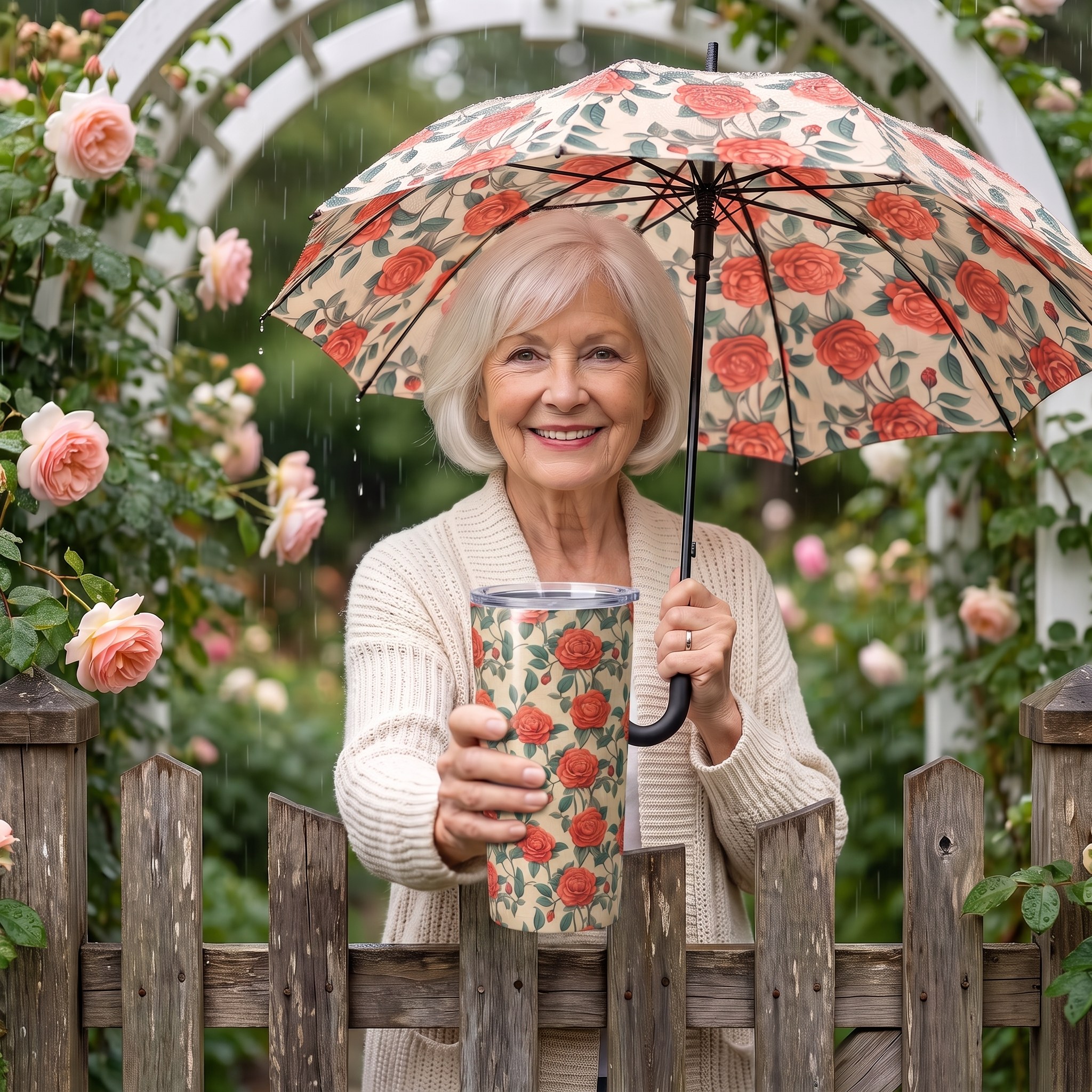 Romantic Rose tumbler with its matching umbrella