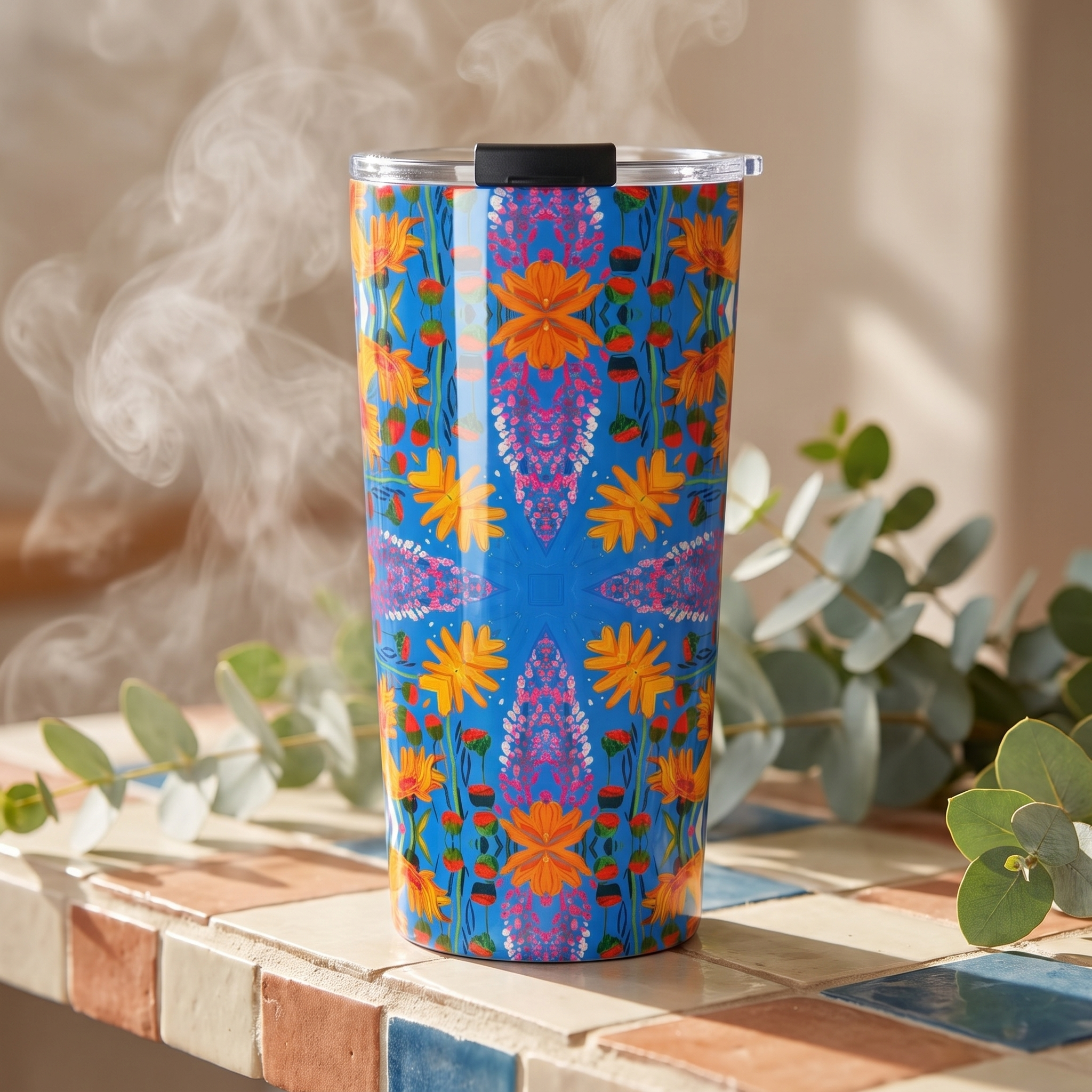 Blooming Mosaic Voyage Insulated Tumbler - 20 oz. Stainless Steel, Glossy Finish