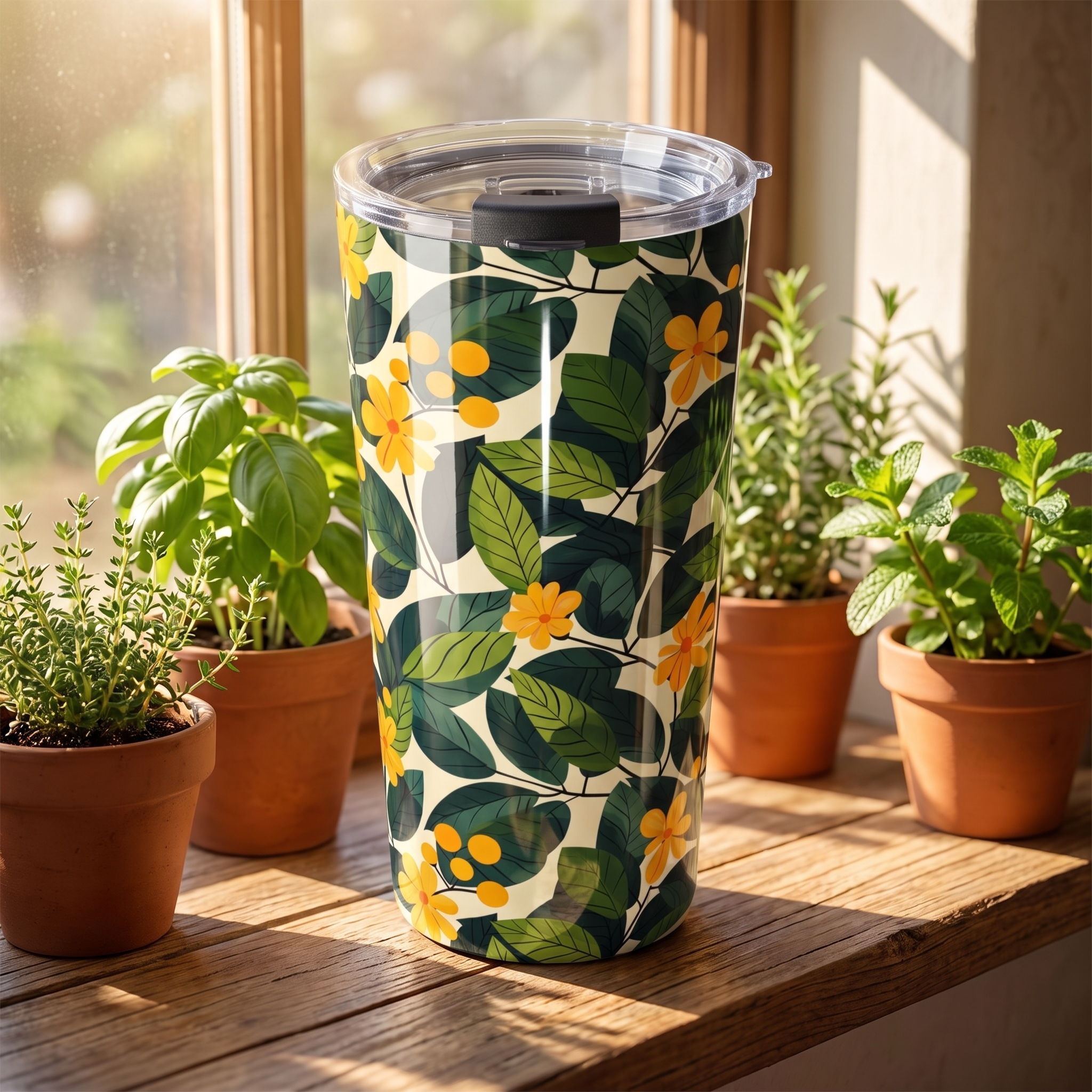 Sunshine Vines Insulated Tumbler - 20 oz. Stainless Steel, Glossy Finish
