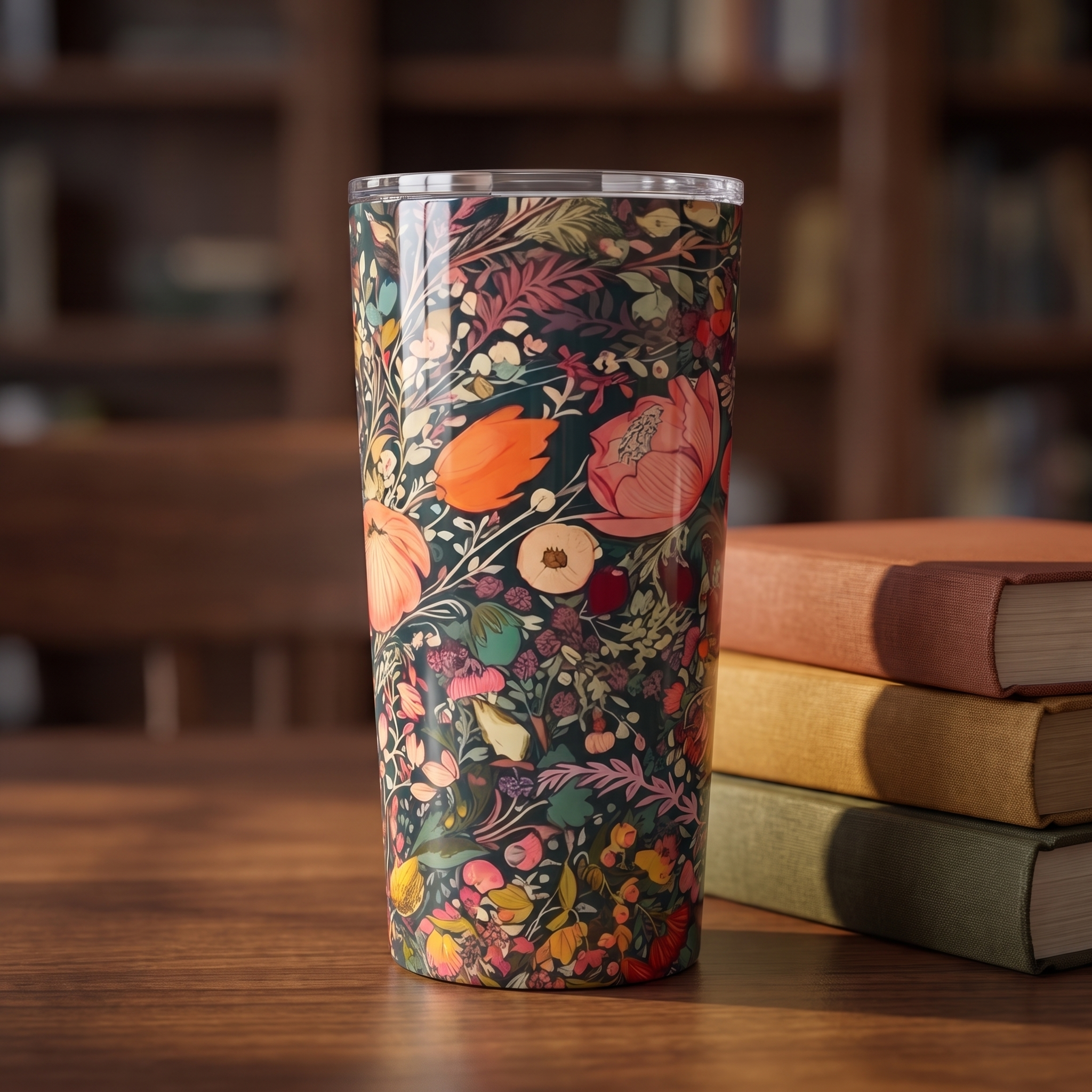 Renaissance Fall Floral Insulated Tumbler - 20 oz. Stainless Steel, Glossy Finish
