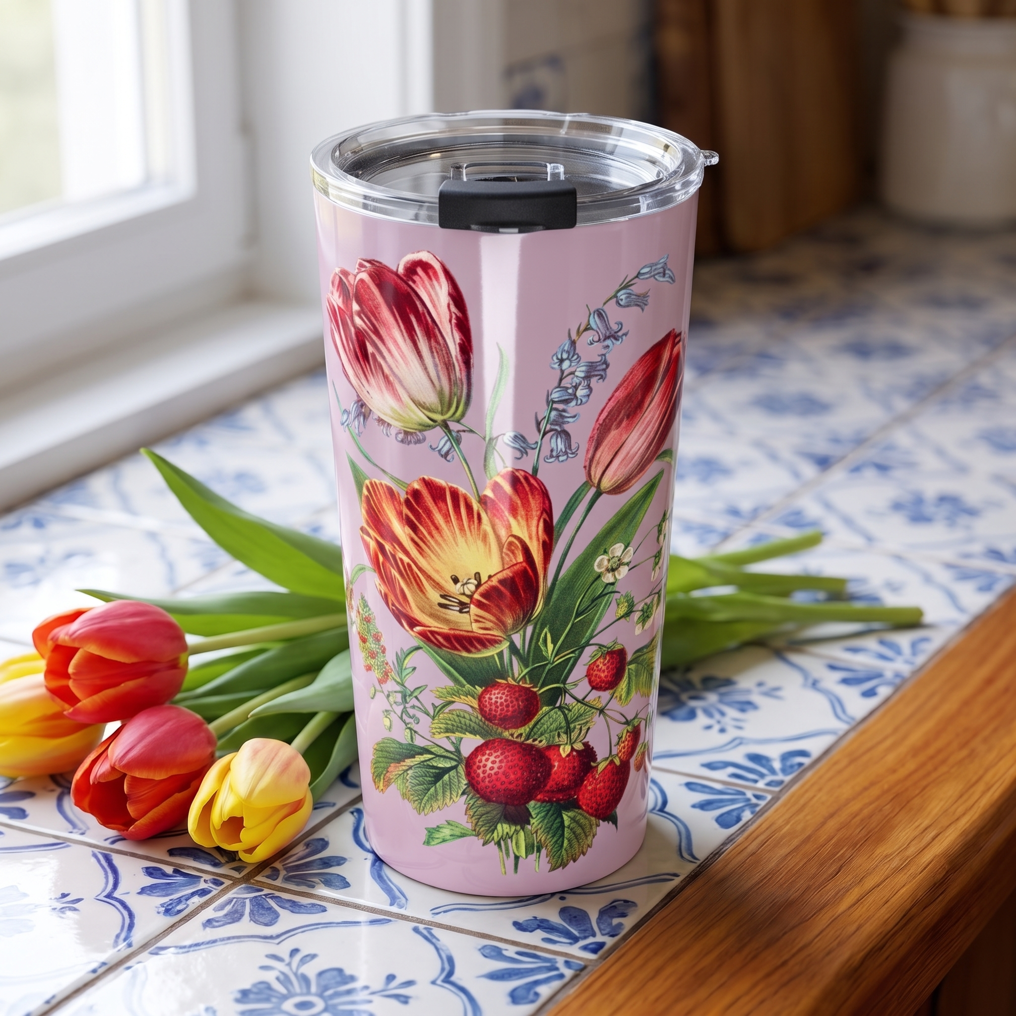 Vintage Tulip Trio Treasure Insulated Tumbler - 20 oz. Stainless Steel, Glossy Finish