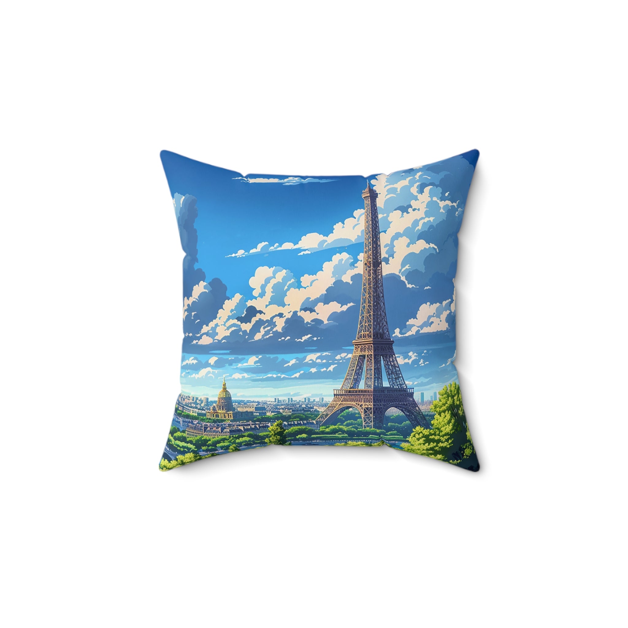 Parisian Eiffel Tower Dreamscape Square Throw Pillow - Spun Polyester 