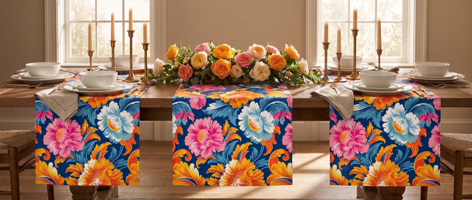 Chintz Charm Table Runner - Cotton Twill - Available in 2 sizes: 16" x 72" and 16" x 90".