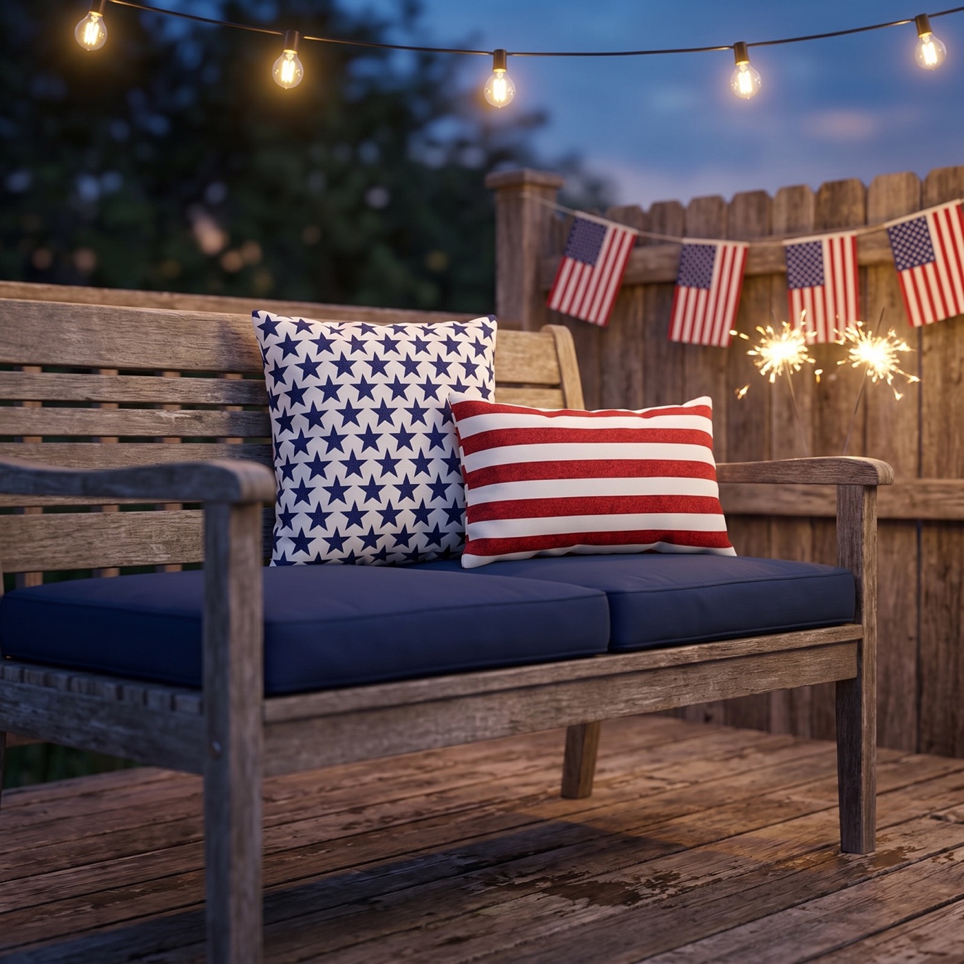 Starry Salute Square Outdoor Pillow - Spun Polyester - Double-Sided Pr