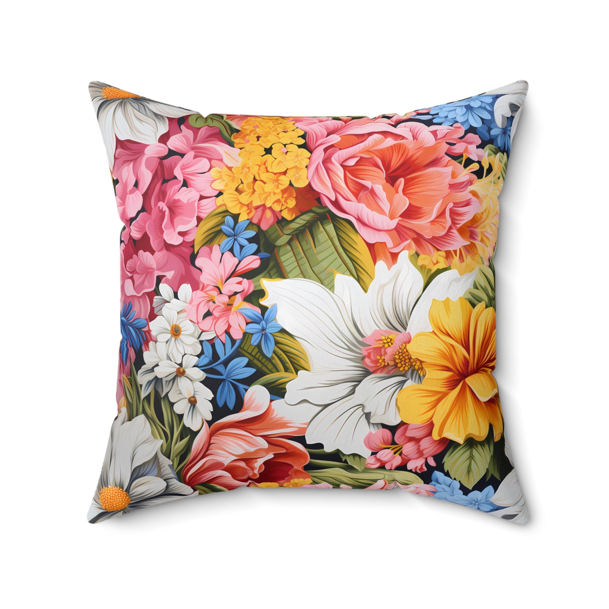 Chic Floral Square Throw Pillow - Spun Polyester - Double Sided Print 