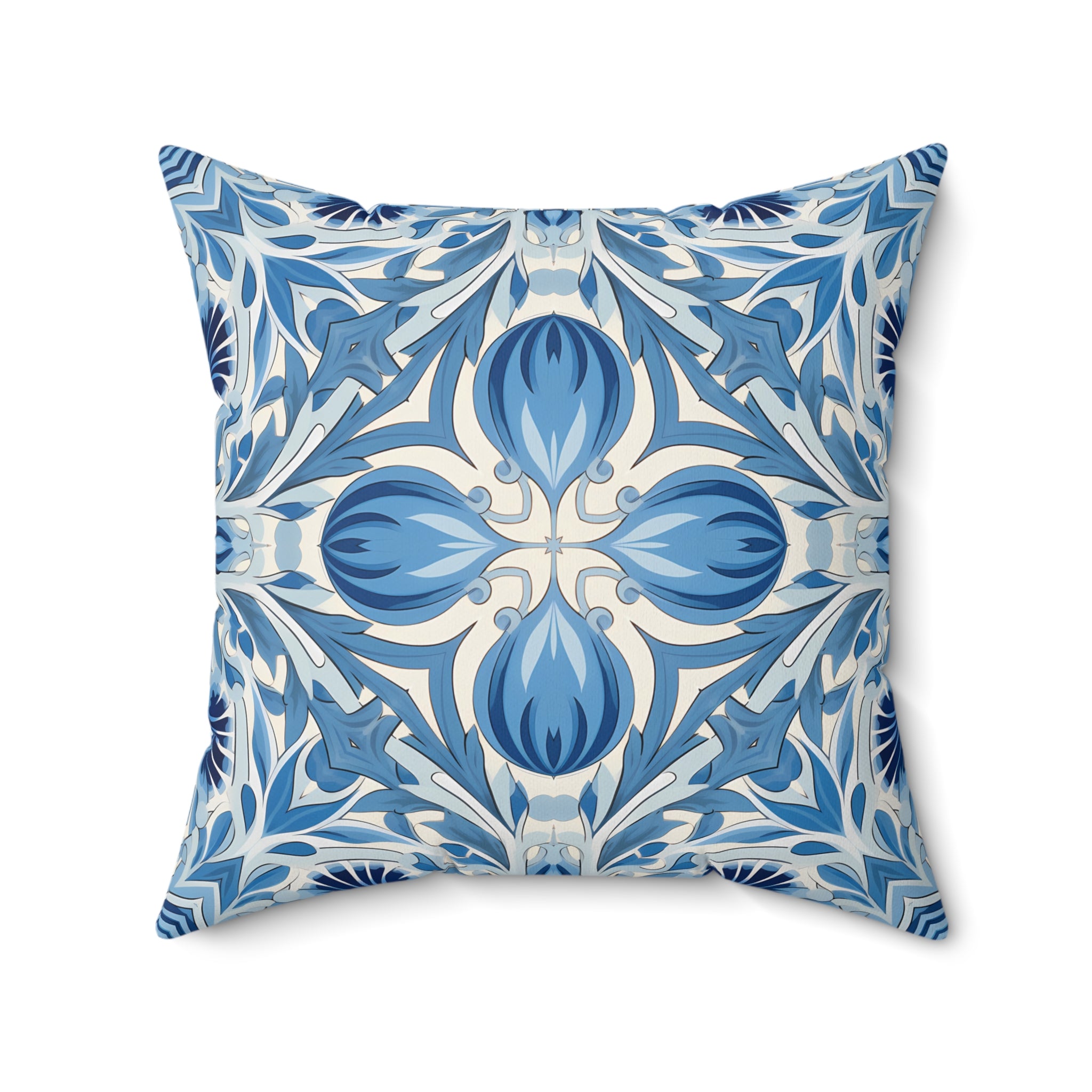 Dutch Blue Tile Square Throw Pillow - Spun Polyester - Double Sided Pr