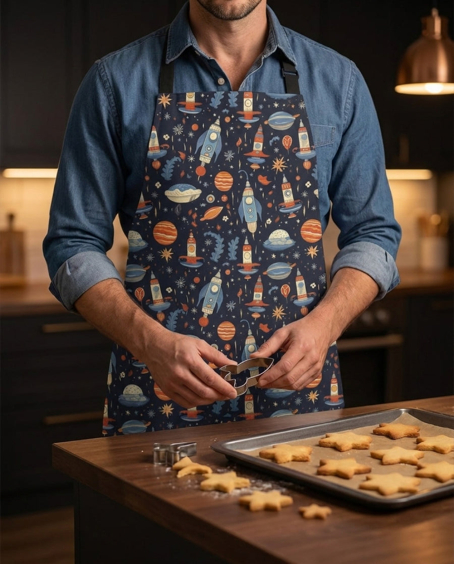 Galactic Space Rocket Romp Adult Apron - Space Fans Unite for the Ulti
