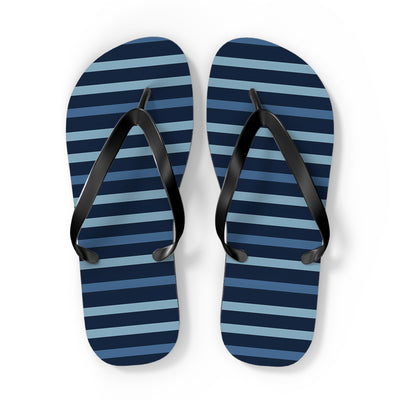 Shades of Dark Blue Stripes Flip Flops Flip Flops — view 2