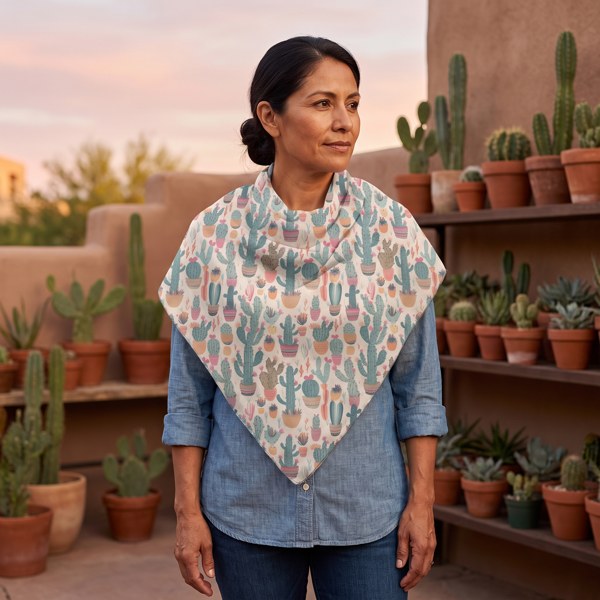 Desert Bloom Boom Poly Voile Scarf. Lightweight & Stylish Accessory, Available in 2 sizes: 25" x 25" or 50" x 50"