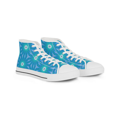 Sapphire Nebula Men's High Top Sneakers. Stride Stellar: Unleash Your