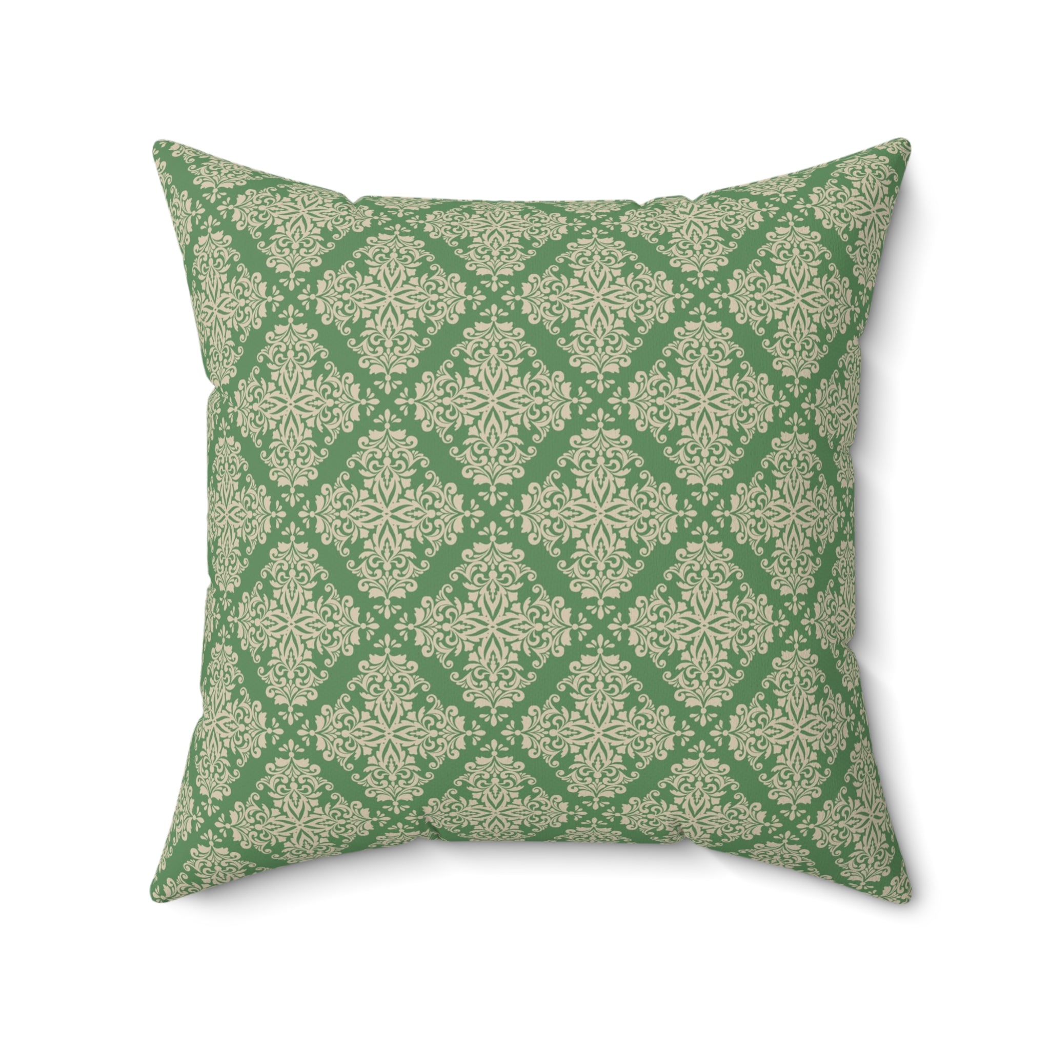 Emerald Flourish Square Throw Pillow - Spun Polyester - Double-Sided P