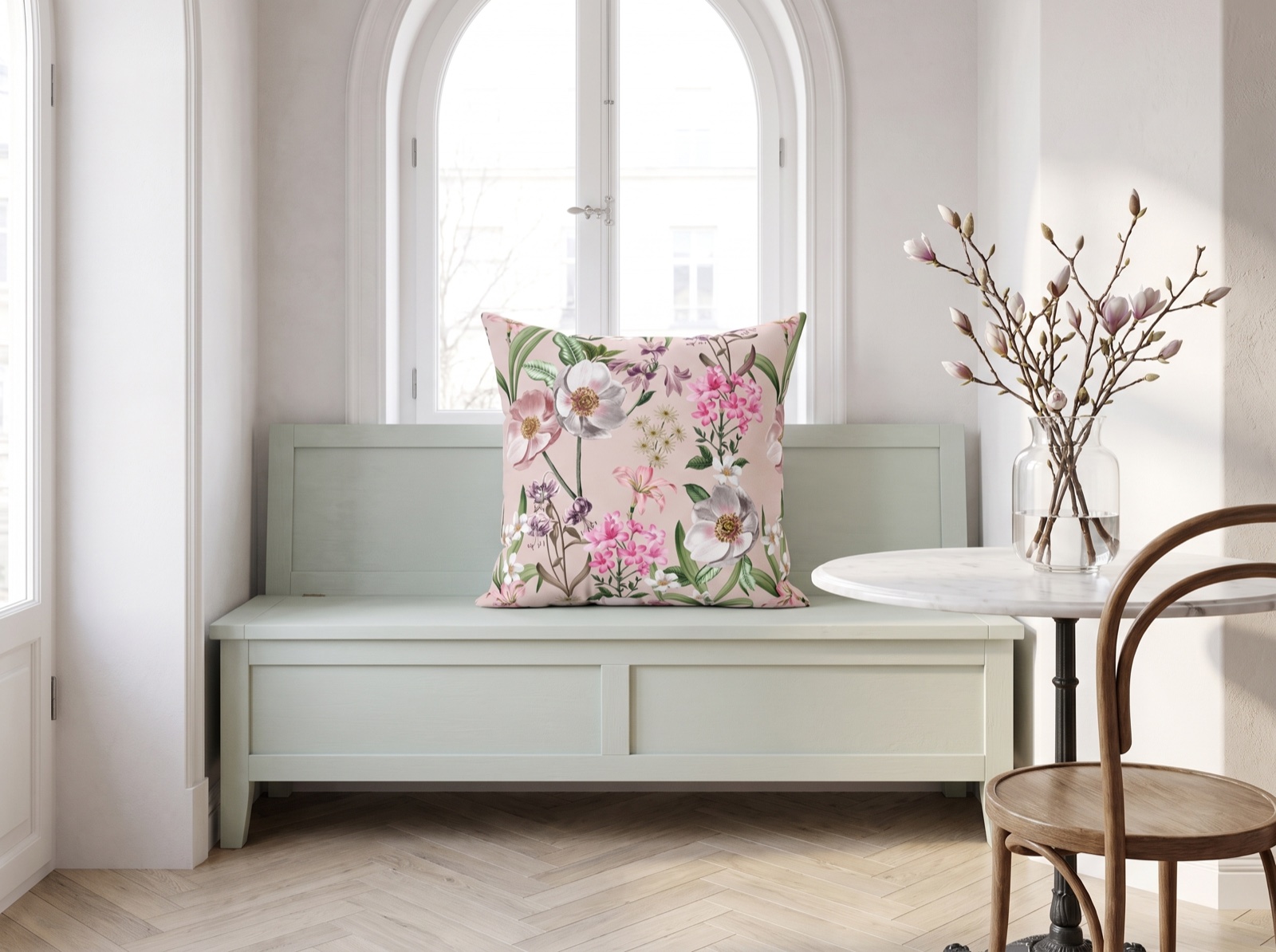 Springtime Bloom Bliss Square Throw Pillow - Spun Polyester - Double-S