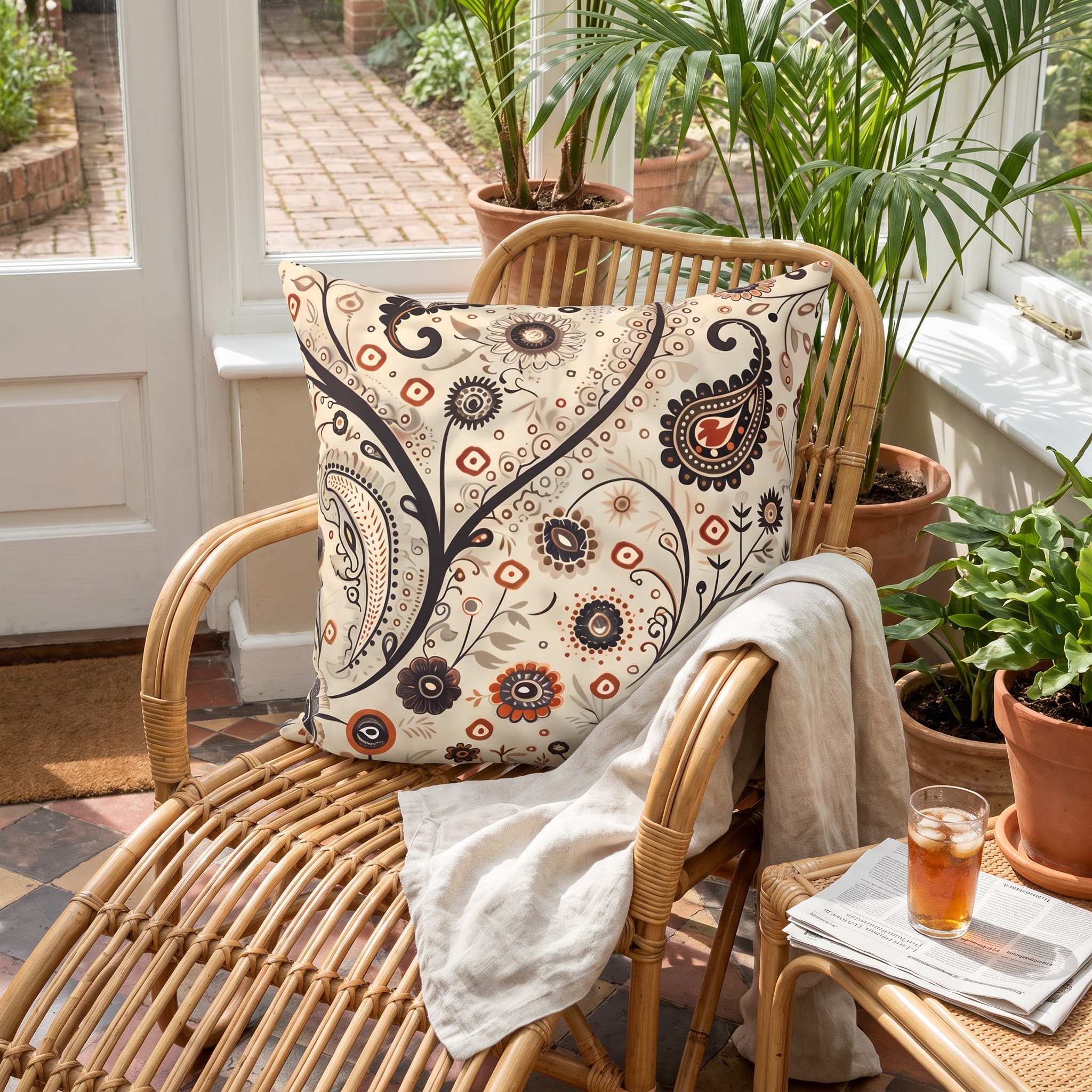 Paisley Breeze Square Throw Pillow - Spun Polyester - Double-Sided Pri