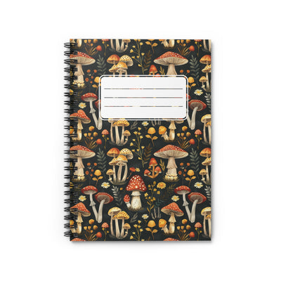 Whimsical Mushroom Forest with Label Chic Spiral Notebook - Ruled Line