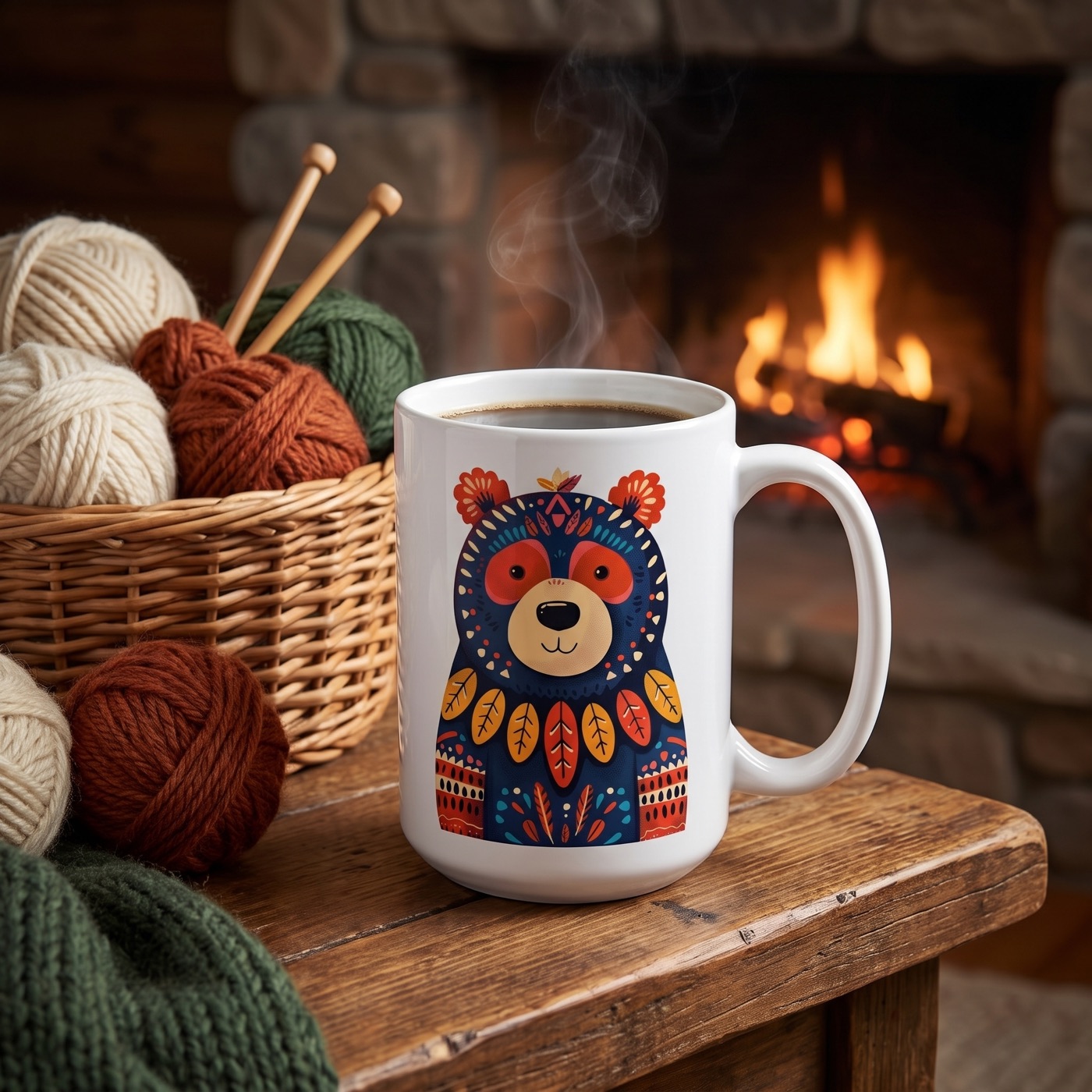 Mamma Bear Ceramic Mug - 15 oz. - Sip in the Warmth of Autumn with Mam