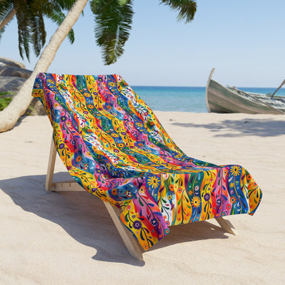 Floral Rhythms Luxurious Beach Towel - Bask in the Rhythm of the Sun!