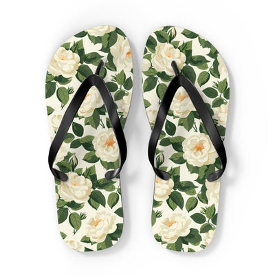White Roses at Dawn Flip Flops. 5/8" Thick Comfortable Summer or Winte