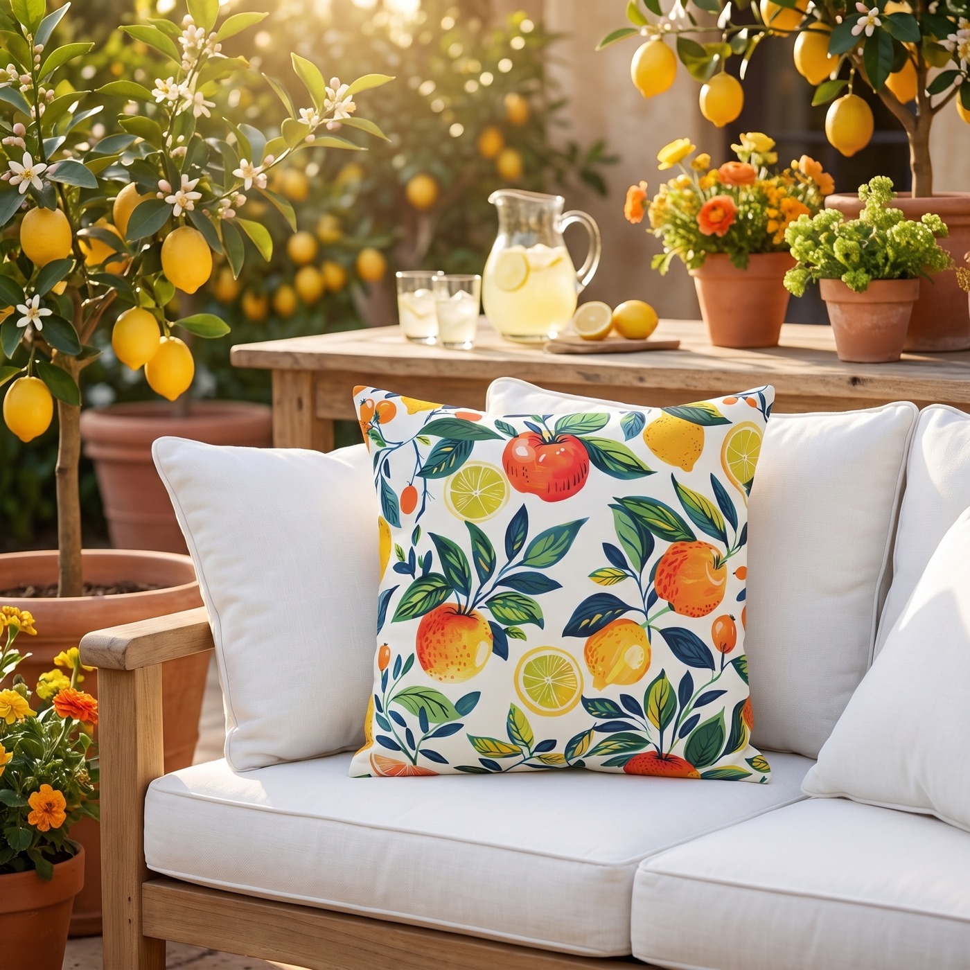 Citrus Breeze Square Outdoor Pillow - Spun Polyester - Double-Sided Pr
