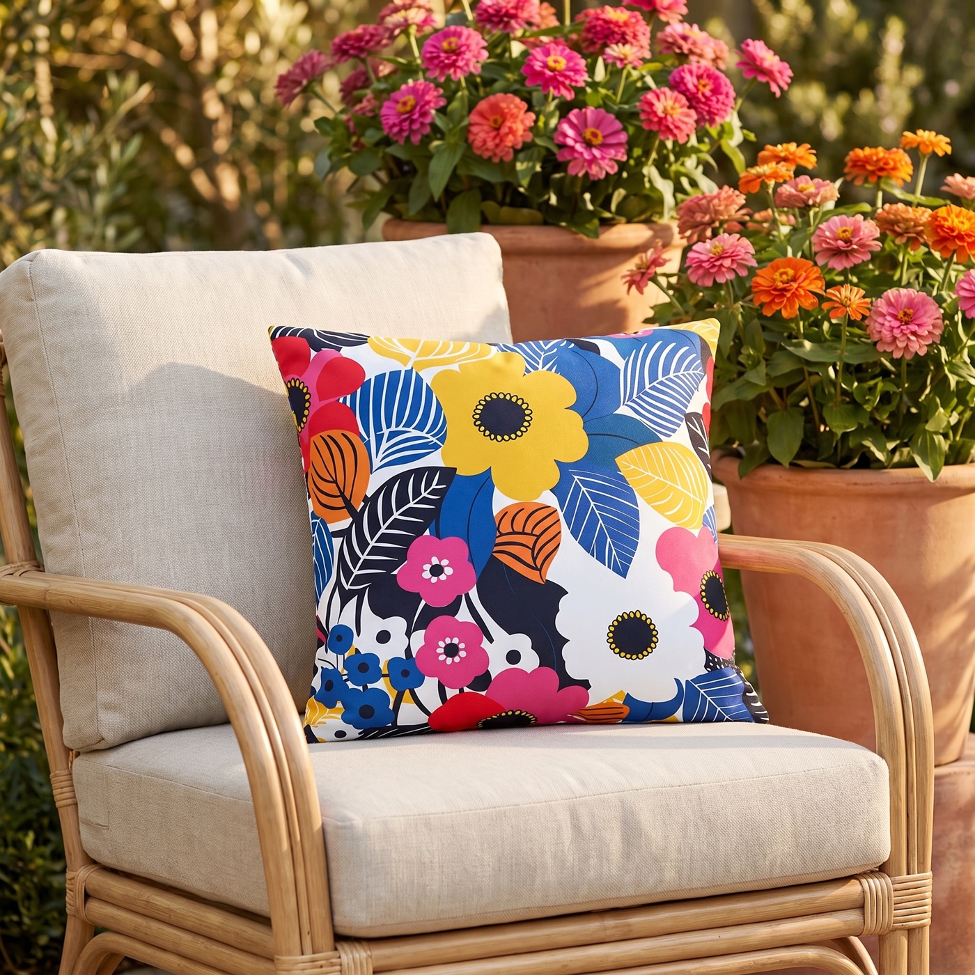 Blossom Burst Square Outdoor Pillow - Spun Polyester - Double-Sided Pr