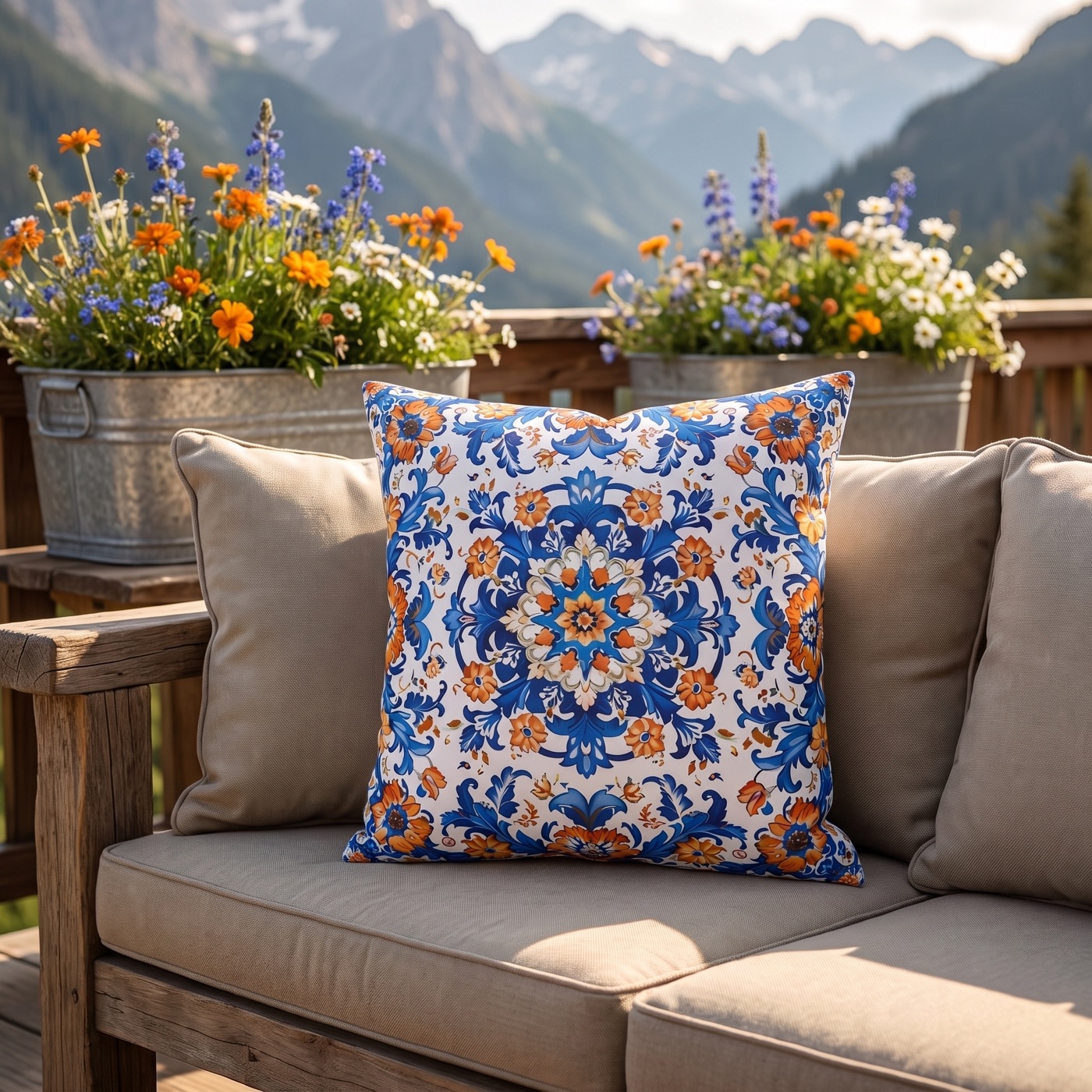 Sierra Blossom Square Outdoor Pillow — Outdoor Throw Pillow