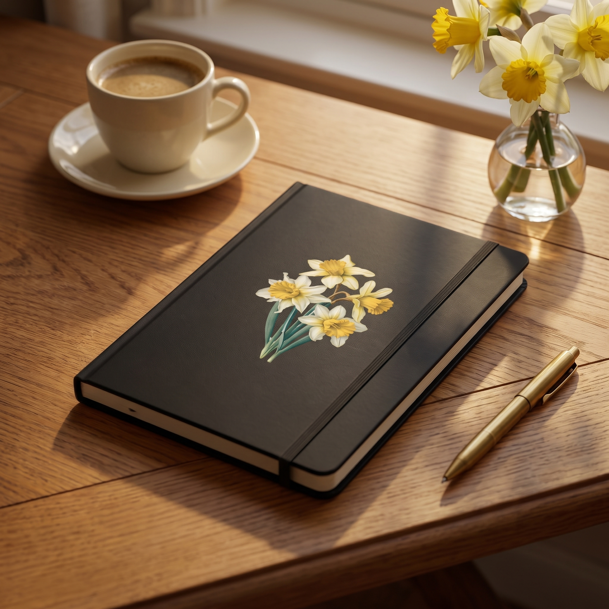 March Birth Month Flower - Daffodil Hardcover Bound Notebook - Spring into New Beginnings with Daffodils! Available in 5 colors.