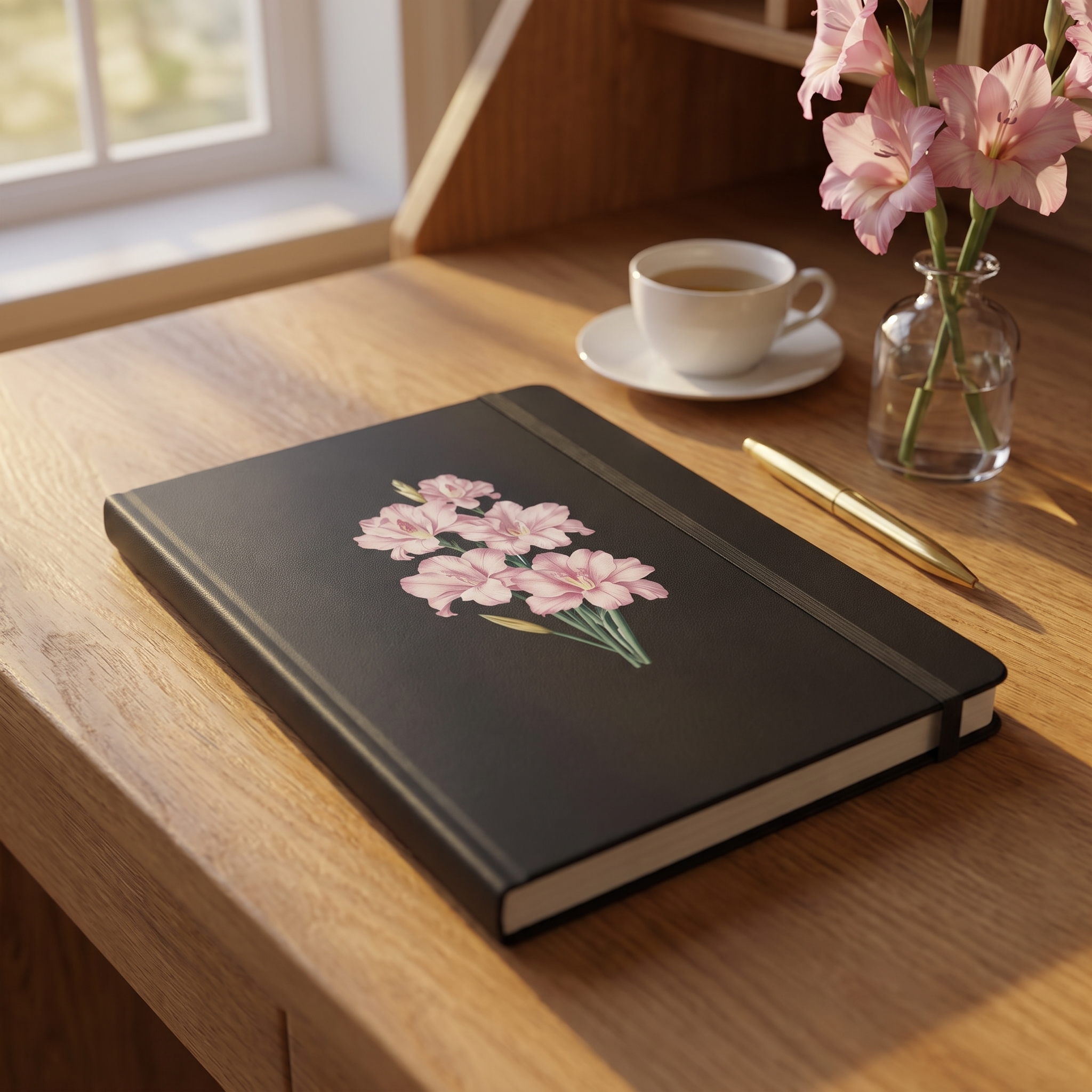 August Birth Month Flower - Gladiolus Hardcover Bound Notebook - Celebrate August with Grace and Elegance! Available in 3 colors.