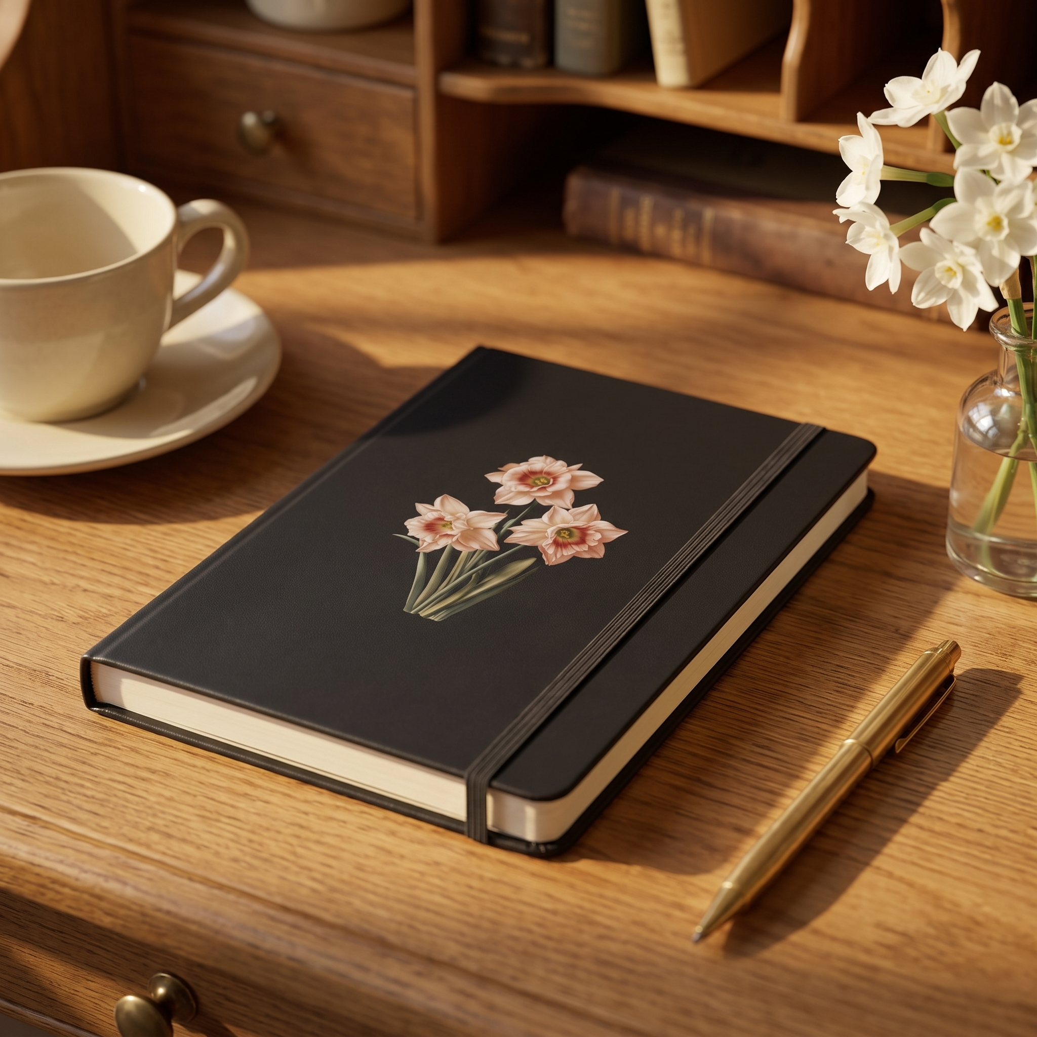 December Birth Month Flower - Narcissus Hardcover Bound Notebook - Flourish with Hope and Elegance! Available in 3 colors.