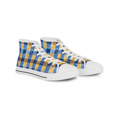 Modern Gingham Men's High Top Sneakers - Elevate Your Look - High Styl