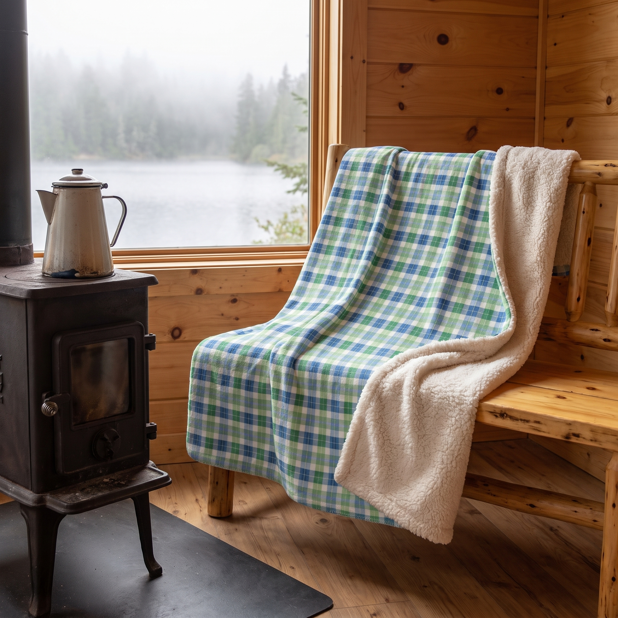 Spring Mist Plaid Sherpa Fleece Blanket - Wrap Yourself in Spring - Cozy Comfort with a Splash of Mist! Available in 2 sizes.