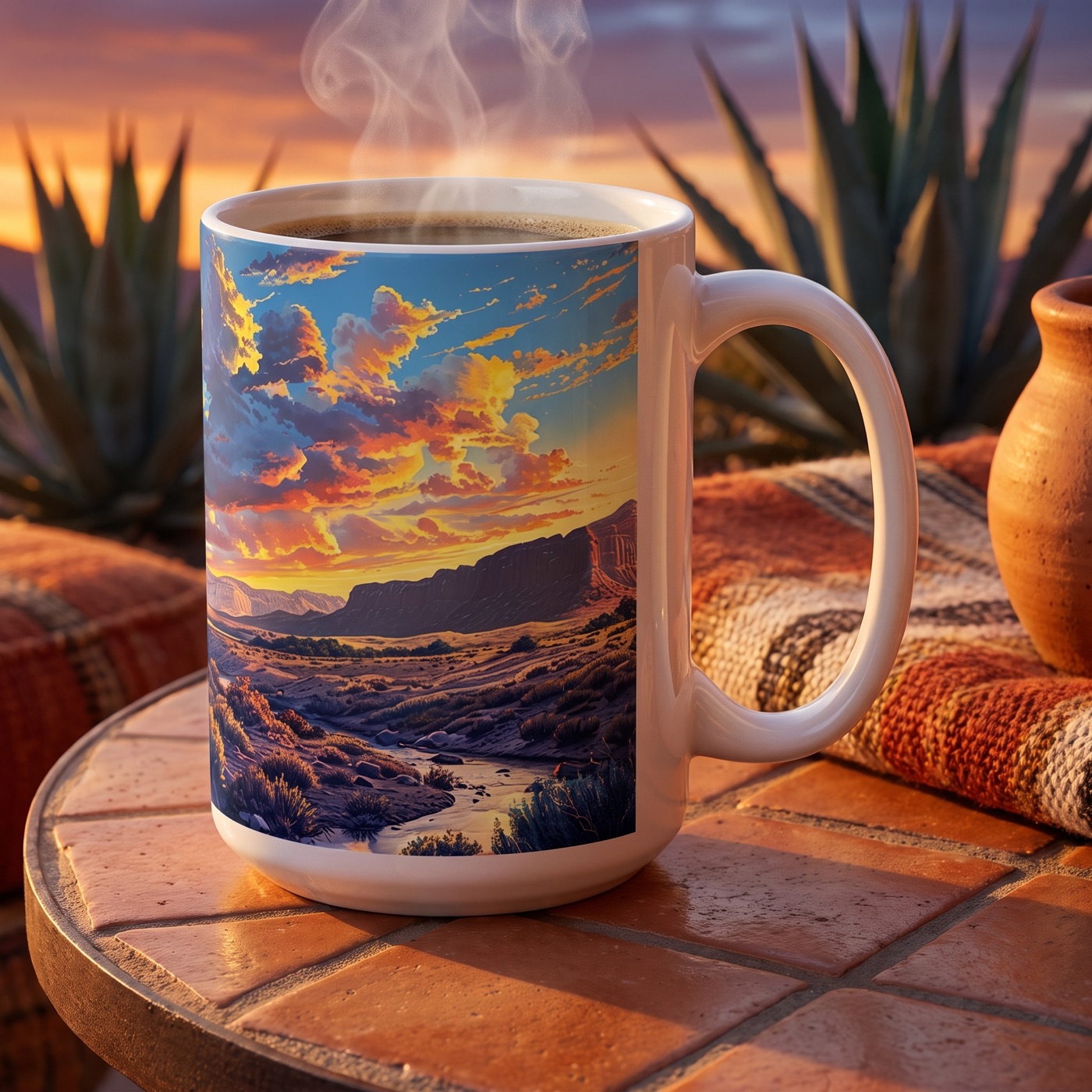 Desert Sunset Serenade Ceramic Mug - 15 oz. - Sip in the Magic of Dese