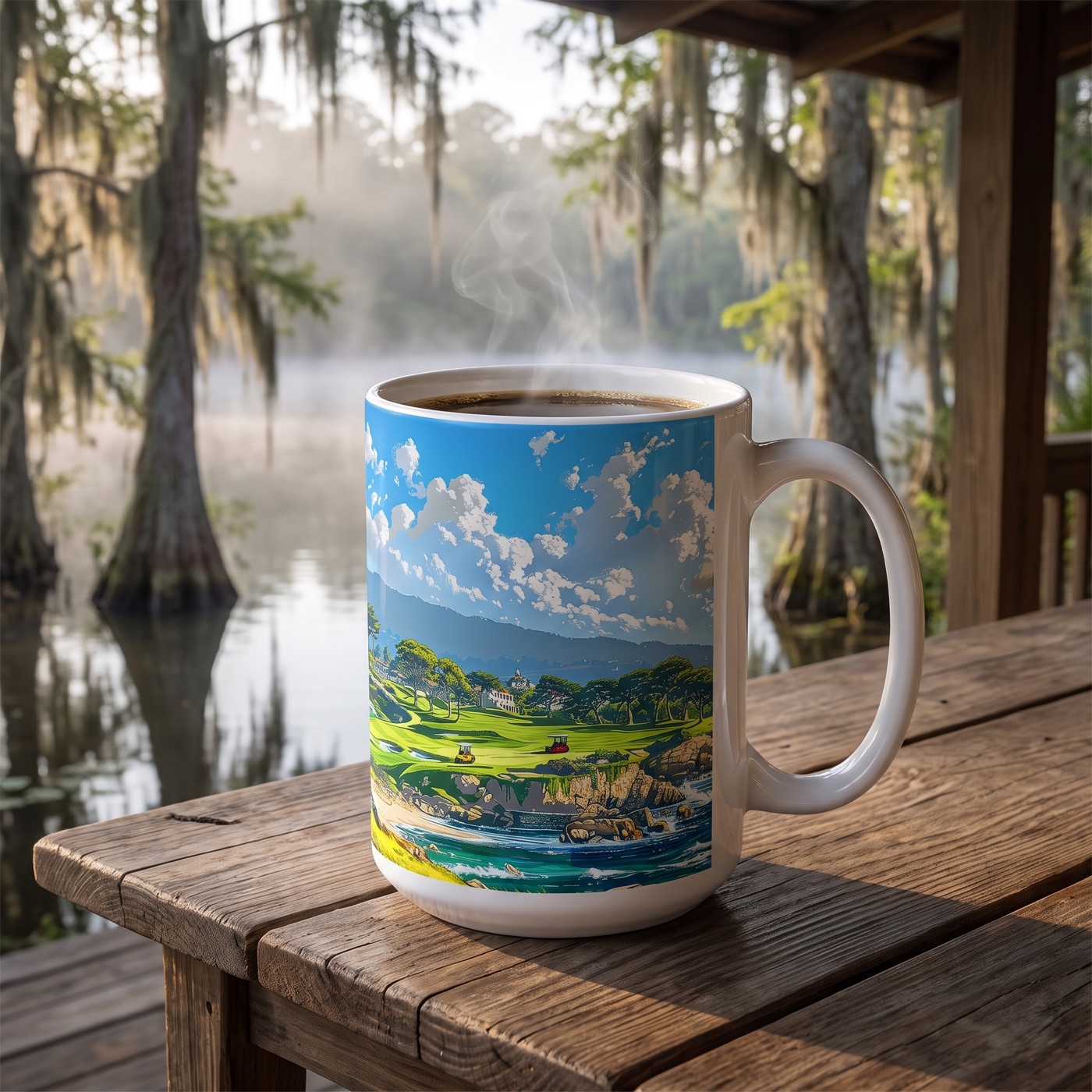 Cypress Shores Retreat Ceramic Mug - 15 oz - Sip in Style with our Coa