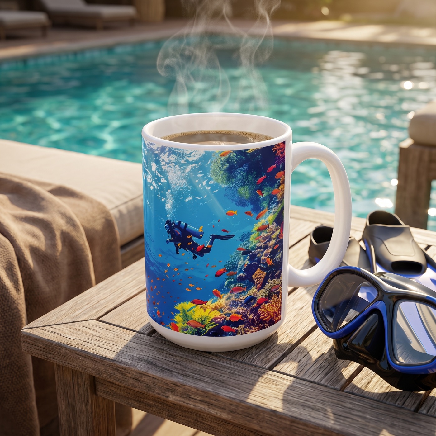 Cozumel Scuba Wonderland Ceramic Mug - 15 oz. - Dive into Wonder with 