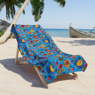 Primordial Sea Life Luxurious Beach Towel - Towel Off in Bright Blue S