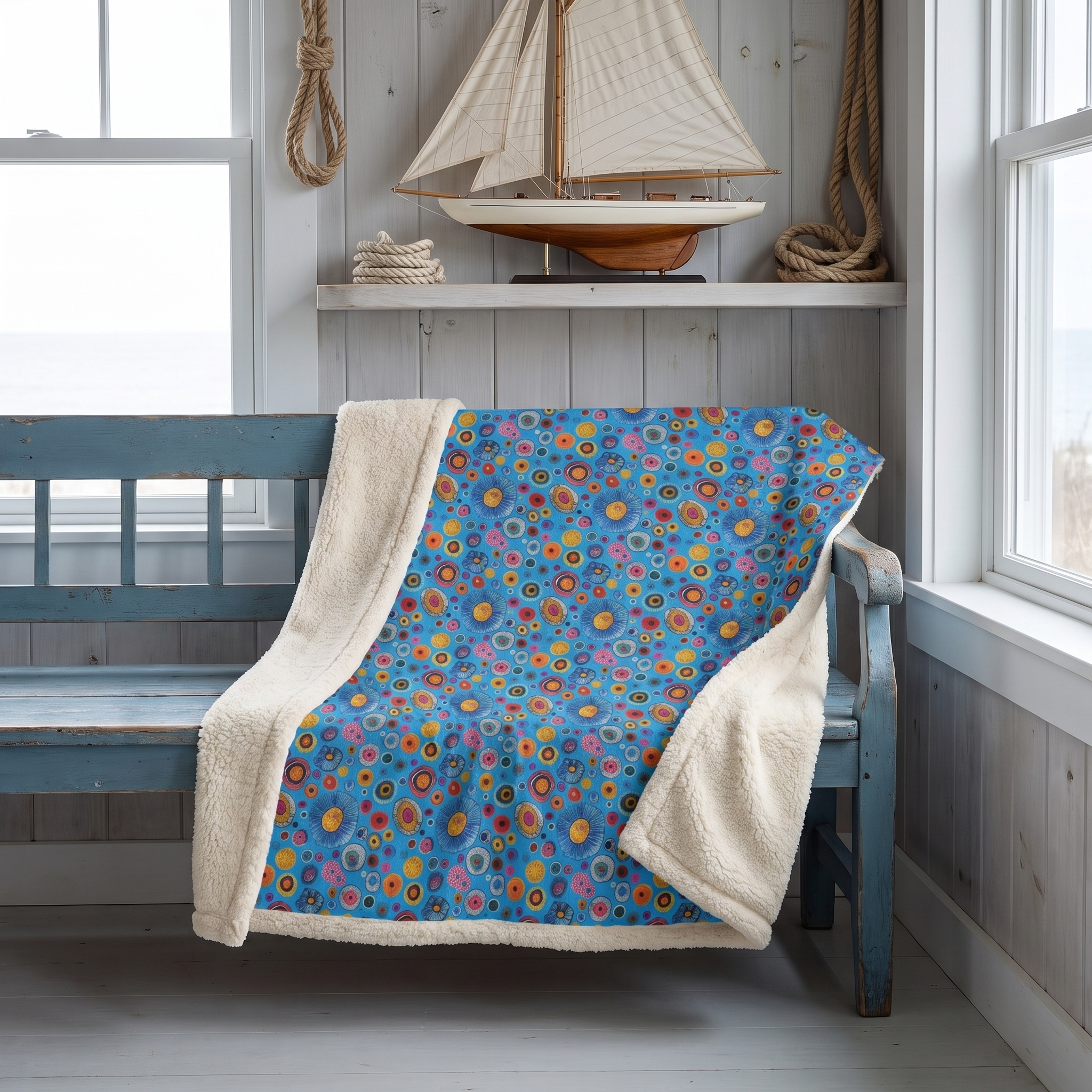 Primordial Sea Life Sherpa Fleece Blanket - Dive into Comfort with Primordial Sea Life Sherpa Fleece! Available in 2 sizes.