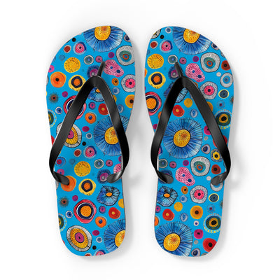 Primordial Sea Life Flip Flops. 5/8" Thick Comfortable Summer or Winte