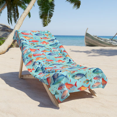 Happy Swimming Fish Luxurious Beach Towel - Swim in Happiness with Hap