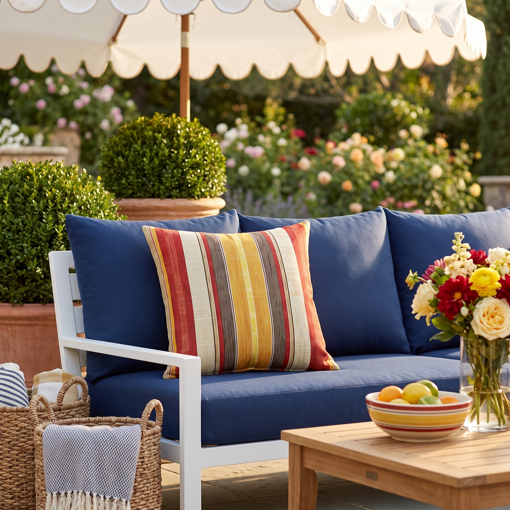 Royal Stripes Delight Square Outdoor Pillow - Spun Polyester - Double-Sided Print - UV-Resistant - Water-Resistant - Available in 3 sizes.