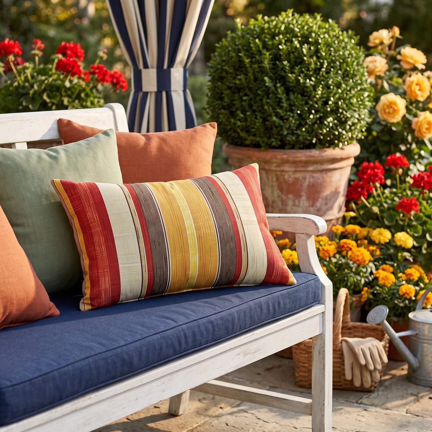 Royal Stripes Delight Outdoor Lumbar Pillow - Spun Polyester - Double-